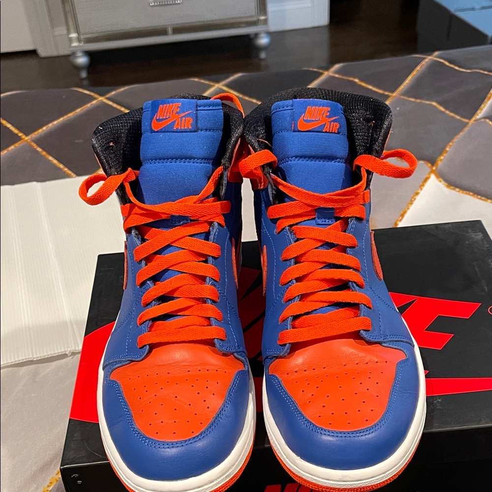 Nike High-Top Sneakers in Blue and Orange New York Knicks Nike Air